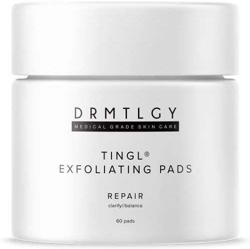 DRMTLGY Tingl Exfoliating Face & Body Pads – Glycolic, Lactic & Salicylic Acid for Acne, Pores, Blackheads & Wrinkles – AHA BHA Toner Pads for Oily Skin, Anti-Aging, FSA/HSA Eligible – 60 Count