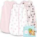Cute Castle Baby Sleep Sack 18-24 Months - Lightweight 100% Cotton 2-Way Zipper TOG 0.5 Infant Wearable Blanket, Newborn Essentials Toddler Sleep Clothes, 3 Pack(Pink, Bear, Bear Claw)