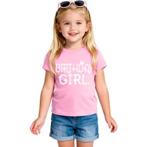 Birthday Girl Shirt Toddler Baby Girls Birthday Outfit Cotton T-Shirt (7-8 Years, Pink)