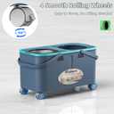 2026 Upgraded Gen 2 Spin Mop and Bucket Set with 4 Swivel Wheels for Easy Rolling, Separates Clean & Dirty Water, Floor Mop with 6 Washable Mop Heads for Wood, Tile, Vinyl, Baseboards - Grey/Blue