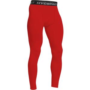HYCOPROT Men's Compression Pants, Athletic Leggings Base Layer Cool Dry Workout Tights for Running Yoga Gym Basketball, Size S (Red)