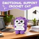 Funny Crochet Cat, Positive Emotional Support Cat Crochet Animals, Cheer Up Inspirational Birthday Gifts for Coworker Men Women Friends Employee, Office Accessories Desk Decor, Purple