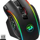 Redragon Wireless Gaming Mouse, MMO Gaming Mouse UP 16,000 DPI, 16 Macro Programmable Buttons, RGB Rechargeable with 12 Side Buttons, 70Hrs for PC Laptop MOBA FPS, M901P-KS (M901PKS, black)