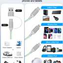 4-in-2 Multi Charging Cable for Apple Watch Charger/iPhone/Galaxy Charger | Travel Essentials,Type C/Lightning/iWatch/Micro Charging Cable for Phone/iWatch Ultra/10-2/Airpods[1.5M]-Green