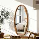 JJUUYOU Wooden Frame Wall Mirror Irregular Mirrors for wall 40"X20" Asymmetrical Decorative Vintage Hanging Mirror for Bathroom Bedroom Living Room Cloakroom Entryway Brown