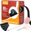 32Ft *1 Inch Hook and Loop Tape with Adhesive Back, Heavy Duty Double Sided Adhesive Strips, Strong Sticky Strips Roll for Home/Office/School/Car, Black