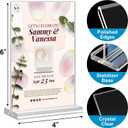 Acrylic Sign Holder 4x6, 20 Pack Clear Table Vertical Double Sided Table Menu Display, Plastic Desktop Picture Frames Stand Acrylic Paper Holder Tabletop Sign Holder for Wedding Office Show Fair, Vertical 20 Pack 4x6''