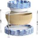 Acrylic Paper Plate and Bowl Dispenser, Space-Saving Disposable Plastic, Foam, Paper Plates & Bowls Organizer and Air Fryer Liners Storage Holder for Cabinet, Countertop, Shelf (Clear)