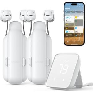 SwitchBot Smart Automatic Curtain Opener 2 Pack with Hub 2 - WiFi Remote Control with App/Timer, Performance Upgrade, WiFi Thermometer Hygrometer, Support Matter, Work with Alexa, Google Home, HomeKit