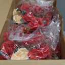 Domensi 6 Sets Wedding Centerpiece for Table Artificial Rose with Vase Fake Bouquets and Metal Pot Floral Arrangements for Mother's Day Holiday Party Event Table Decor (Red)