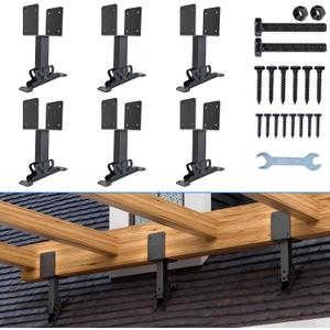 4"x4" Heavy Duty Roof Riser Brackets, 180° Adjustable Angle Pergola Roof Brackets, Black Metal Roof Riser Brackets for Patio Cover, Pergola, Gazebo, Wood Post (6 Pack)