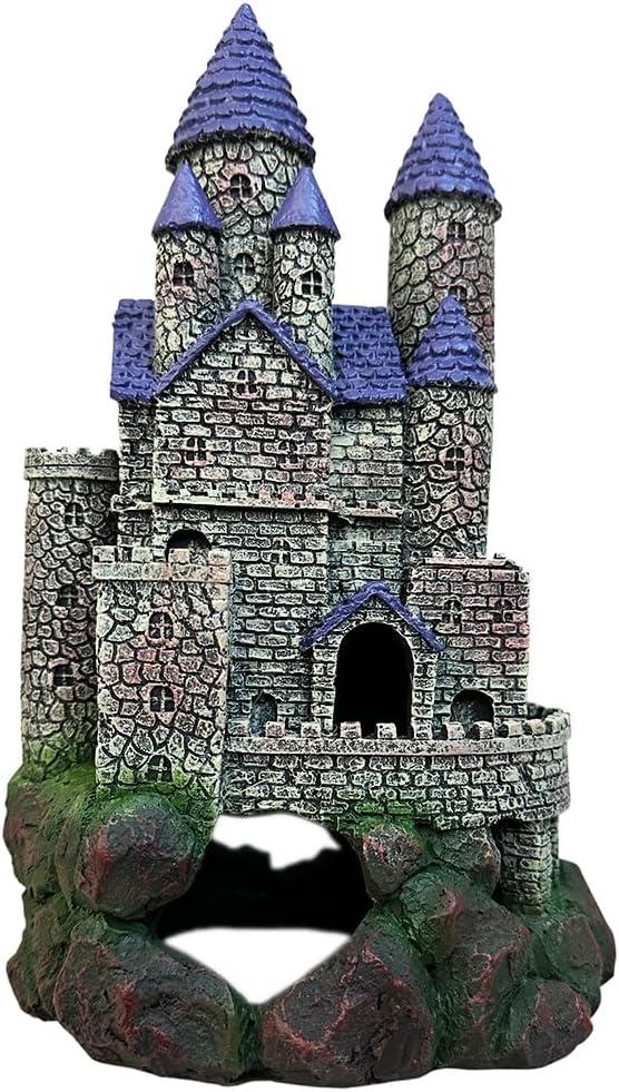 SLOCME Aquarium Middle Ages Resin Castle Decorations - Fish Tank Gothic Castle Hiding Cave Ornament