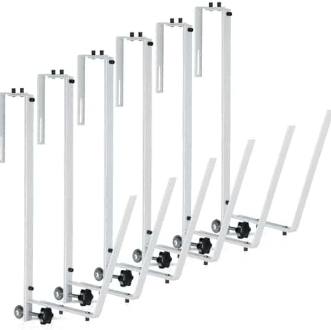 Reallnaive 6 Pcs Solar Cover Holder for Above Ground Pool Adjustable Solar Holder Metal Equipment Storage Hooks for Framed Above Ground Swimming Pools (White)