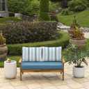 Arden Outdoor Loveseat Cushion Set, 48 x 24, Water Repellent, Fade Resistant, Cushion Set for Couch, Bench, and Swing, French Blue Linen Stripe