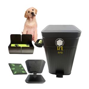 Dog Poop Trash Can (Black) Outdoor Activated Carbon Filter Odor Control, 3.2 Gallon (12Lt) with Slow Soft Close Lid, All Weather Resistant Poop Disposal Bin for Pet Waste Backyard Station.
