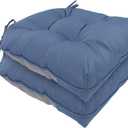 Chair Cushions for Dining Chairs Set of 2 Non Slip Cushions for Kitchen Chairs 4" Thick Seat Cushions 2 Pack Waterproof Chair Pads for Dining Room Indoor with Ties 16.5"x16.5" Tufted Memory Foam Blue