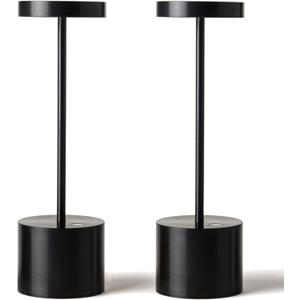 SAKRINGT 2 Pack Rechargeable Table Lamp, LED Cordless Table Lamp,5000mAh Battery Operated Portable Table Light,Dimming for Restaurant/Patio/Outdoor(Black)