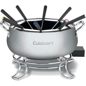 Cuisinart Fondue Pot Set, 3-Quart Stainless Steel Electric Fondue Pot for Chocolate, Cheese, Broth, and Oil, Includes 8 Forks, Temperature Control, Nonstick Interior, Dishwasher Safe, CFO-3SSNAS
