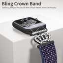 3 x Braided Stretchy Bands with Magnetic Clasp for Apple Watch Band 40mm 38mm 41mm 42mm 44mm 45mm 46mm 49mm, Bling Crown Designer Soft Nylon Sport Solo Loop for iWatch Series 10 9 8 7 6 5 4 3 Ultra 2 1 SE (HH-Set blue)