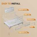 Laveshop Dish Drying Rack - Expandable Rack, Large Capacity Dish Drainer for Kitchen Counter, Rust-Proof with Utensil Holder, Gray