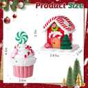 Set of 2 Christmas Tree Decorations, 3D Candy House & Ice Cream Christmas Ornaments, Claydough Xmas Hanging Decor for New Year Party Wedding Home