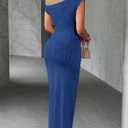 Narecte Summer Dresses for Women One Shoulder Bodycon Sexy Club Dress Elegant Formal Dresses Maxi Dress (Blue, M)