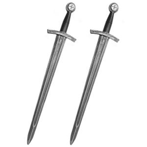 Crusader Knight Toy Sword,27.5" Plastics Sword Medieval Warrior Costume Accessories for Halloween Cosplay LARP,Props, 2pcs Simple, Large