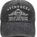 Cotton Baseball Cap Retro Adjustable Dad Hats Birthday Gifts for Men and Women (One Size, 40th)