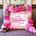 Happy Galentine's Day Backdrop 8x6FT Hot Pink Galentines Day Party Decorations Background Galentine Girls Party Supplies Photo Props