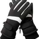 Winter Ski Gloves for Women,Windproof Snow Touchscreen Thermal Gloves, Warm Thickened with Fleece for SkiingCycling (Black)
