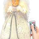 Angel Christmas Tree Topper with Light and Remote Control, Lighted Tree Toppers Christmas Decorations, Elegant and Durable, Perfect for Holiday Home Decor and Gifts, White, WOKEISE