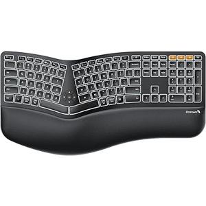 ProtoArc Backlit Bluetooth Ergonomic Keyboard, EK01 Plus Full Size Wireless Split Keyboard with Dual Bluetooth and USB, Cushioned Wrist Rest, Rechargeable, Compatible with Windows/Mac/Android, Black