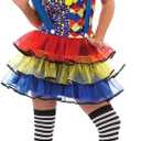 fun shack Clown Costume for Women, Colorful Clown Outfit, Fun Clown Attire for Parties and Events, Dress Up (Medium, Blue)