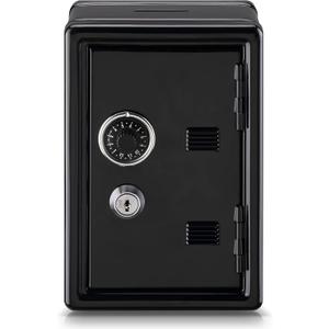 Money Safe and Cash Lock Box, Mini Size Security Safe Box for Money Jewelry and valuables, 4.6"x 4.2"x 6.9" Black