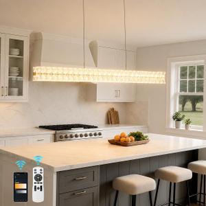 Modern Crystal Chandelier for Dining Room, 47.2 Inch Gold Rectangle LED Chandelier, Dimmable Pendant Light with Remote, 3CCT Kitchen Island Lighting Fixture, K9 Crystal Chandelier for Living Room, Rectangle 47.27 x 4.72
