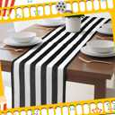 4 Pack Striped and Plain Christmas Table Runner 13 x 72 Inch Linen Tabletop Runner Xmas Table Cloth Cover Supplies for Indoor Outdoor Kitchen Dining Christmas Party Dinner Gatherings Decor