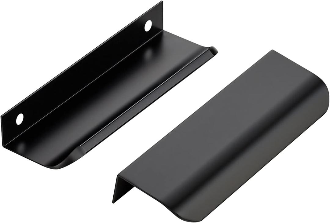 Ravinte Hardware Metal 6 Pack Black Finger Pull Handle, 4.75 x 1.57 inches, for Cabinets and Drawers (120mm/4.72" Overall Length)