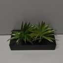 MyGift 10 Inch Fake Grass Artificial Plants in Rectangular Black Wood Planter - Faux Plants Indoor for Tabletop Centerpiece Dcor (9.5 Inch)