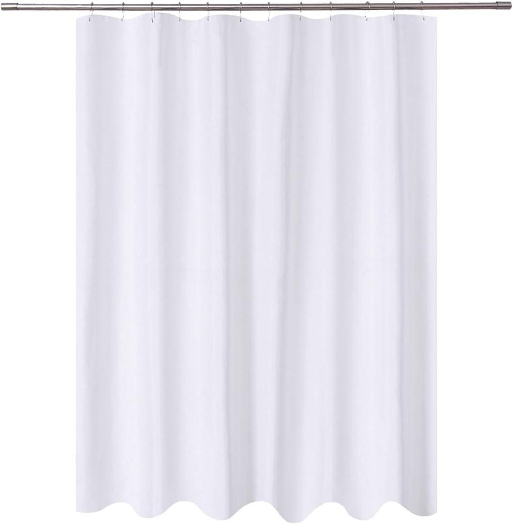 N&Y HOME Long Fabric Shower Curtain Liner 72 x 78 inches Longer Length, Hotel Quality, Washable, Water Repellent, White Spa Bathroom Curtains with Grommets, 72x78