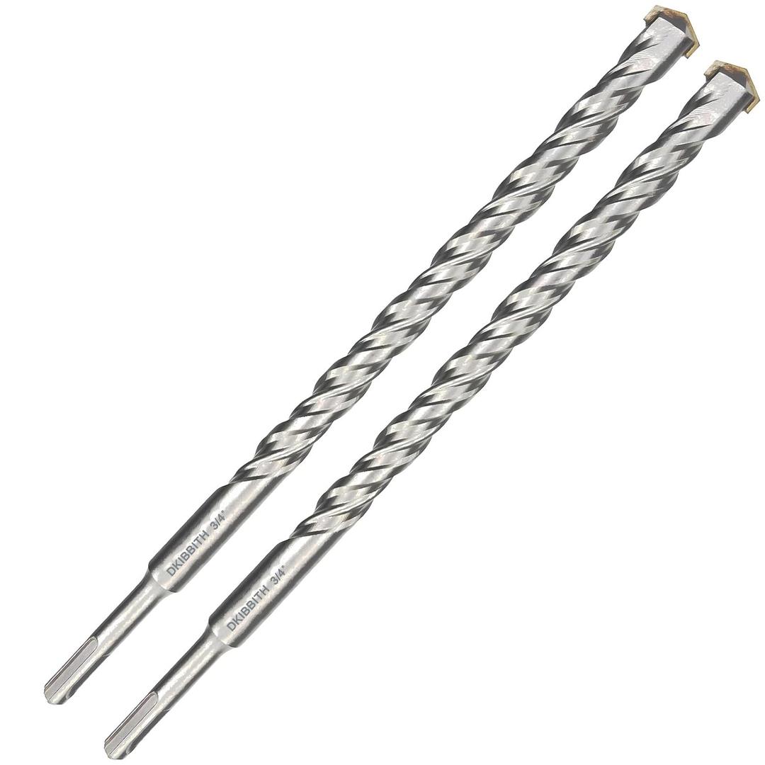 2-Pack SDS Plus Masonry Drill Bits 3/4 Inch x 12 Inch Long Rotary Hammer Drill Bits Carbide Tipped for Concrete Brick Cement Stone Block.