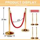 6 Pack Gold Stanchions Set with 3 Pcs 5 ft Red Velvet Ropes