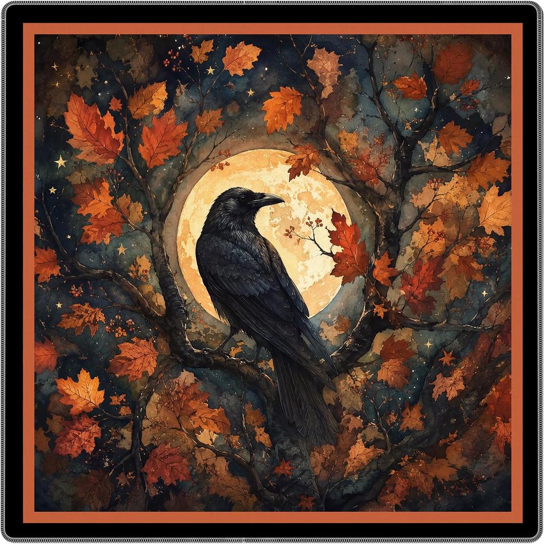 Halloween Fall Black Raven Mahjong Mat 31.5" x 31.5"