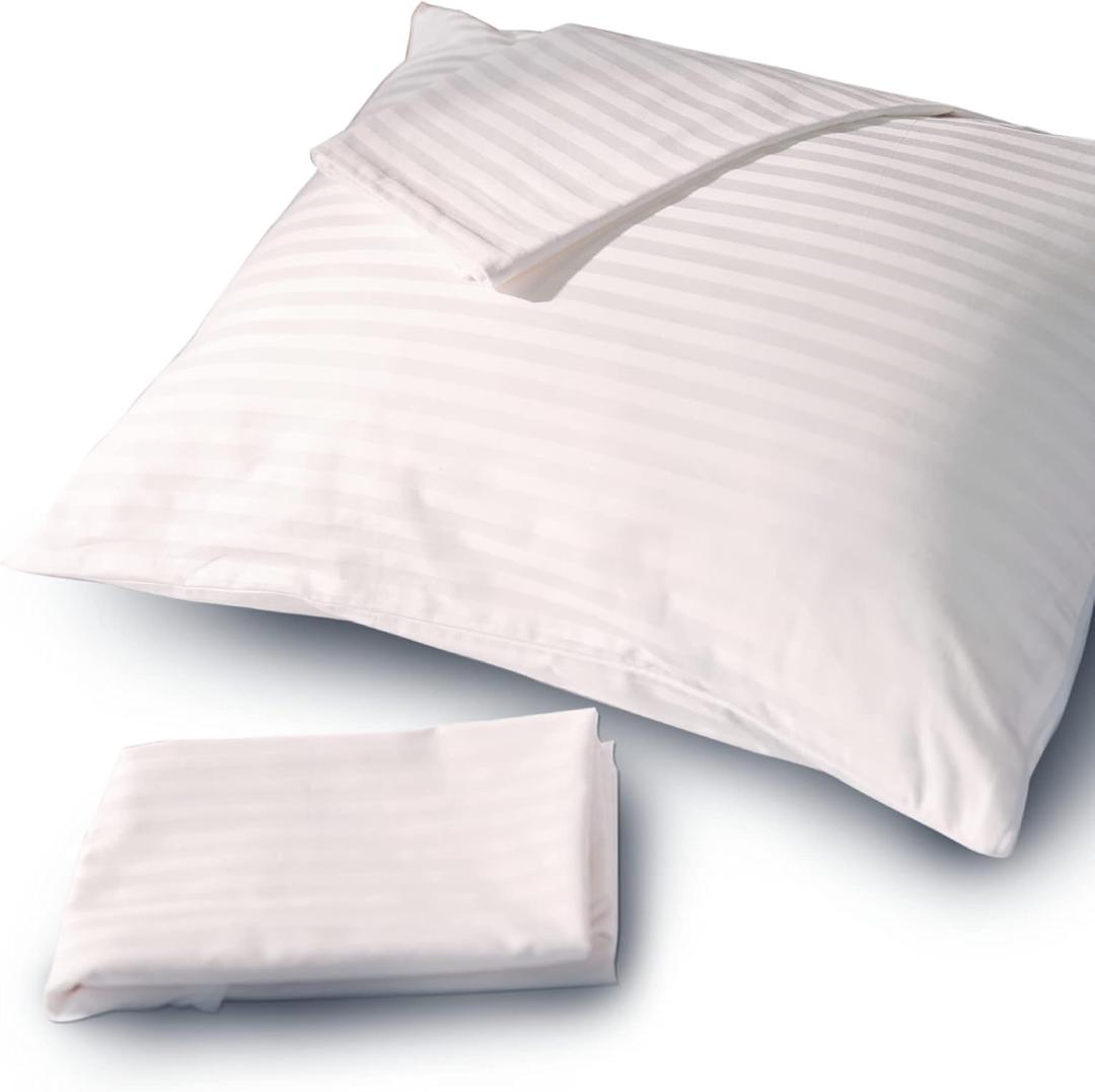 FeelAtHome 100% Cotton Pillow Protector with Zipper Waterproof Pillow Case Covers - 20x26 Inches (Pack of 4, Standard) - Noiseless Pillowcase Encasement - Zippered Pillow Protector - 20 x Pillow Cover, White