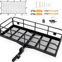 Hitch-Mounted Cargo Carrier | 60"x24"x14" Basket with 500 Lb Capacity | with Net and Straps | Fits 2-Inch Receivers | for Cars and SUVs