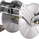 Giraffe Tools Stainless Steel Garden Hose Reel Heavy Duty, Wall/Floor Mounted Stainless Water Hose Reel Retractable with Crank, 150-Feet 5/8" Hose Capacity (Large, Silver)