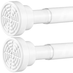 AIZESI White Tension Curtain Rod No Drilling 28-50Inch-2PCS,Spring Tension Rod Non-Slip,Bathroom Shower Rod Non-Rust,Adjusatable Tension Rod For Windows Doorway Curtains