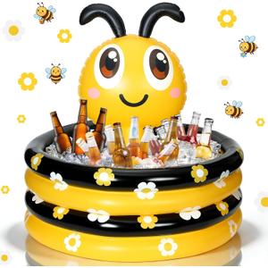 Bencailor Bee Party Decorations Summer Honey Bee Birthday Inflatable Drink Cooler Animal Party Blow up Drink Holder Ice Tray Food Containers for Indoor Outdoor Birthday Supplies (Yellow Black)