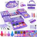Kids Makeup Sets for Girls, 66pcs Real Cosmetic for Kids Toys with Mirror, Princess Washable Girls Makeup Kit, Non-Toxic & Safe Brithday Gifts for 3 4 5 6 7 8 10 - 12 Years OldLight Purple