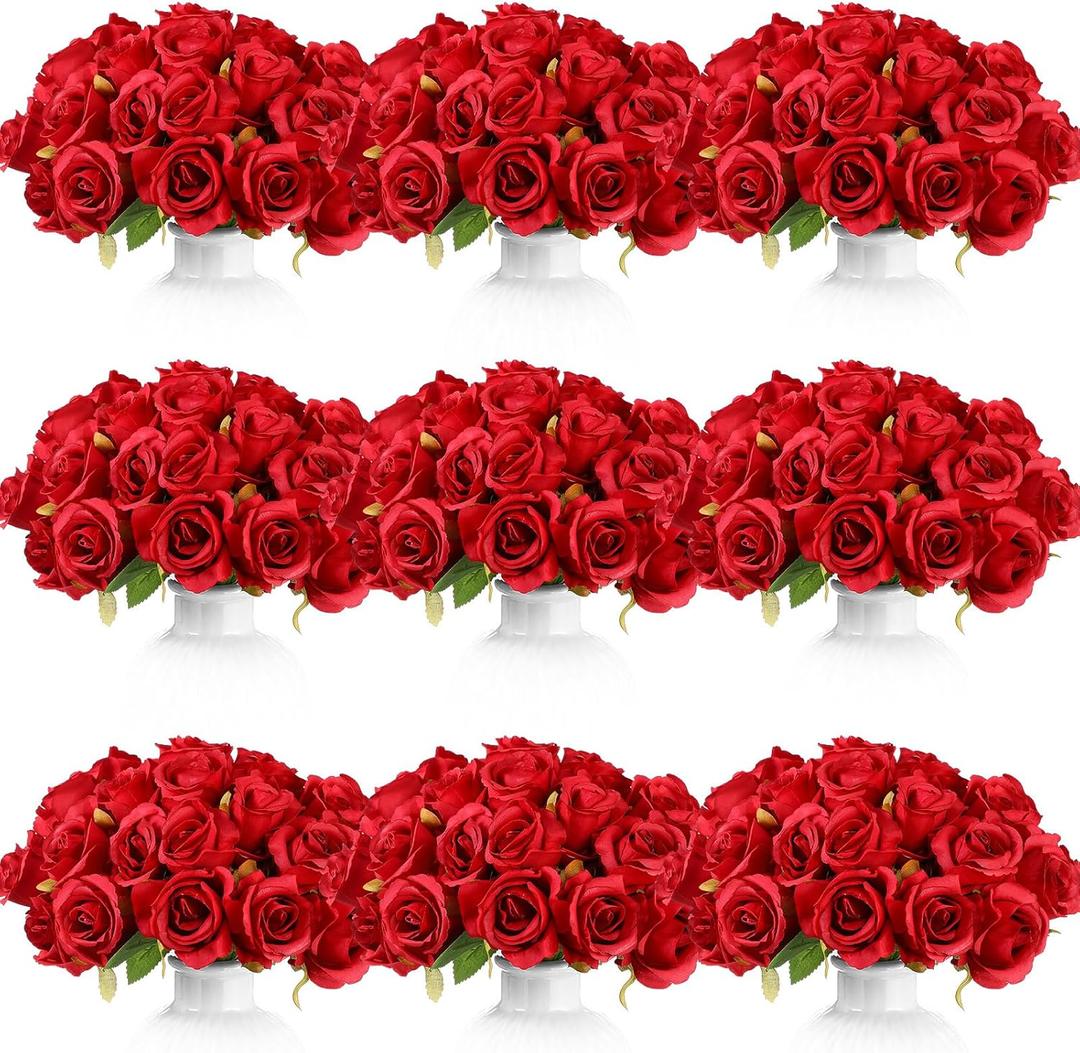 Jexine 120 Pcs Artificial Rose Flowers Bouquet Silk Realistic Flowers Bulk Centerpieces DIY Bride Fake Rose for Home Bridal Wedding Party Decorations(Red) Jexine 120 Pcs Artificial Rose Flowers Bouquet Silk Realistic Flowers Bulk Centerpieces DIY Bride Fake Rose for Home Bridal Wedding Party Decorations(Red)