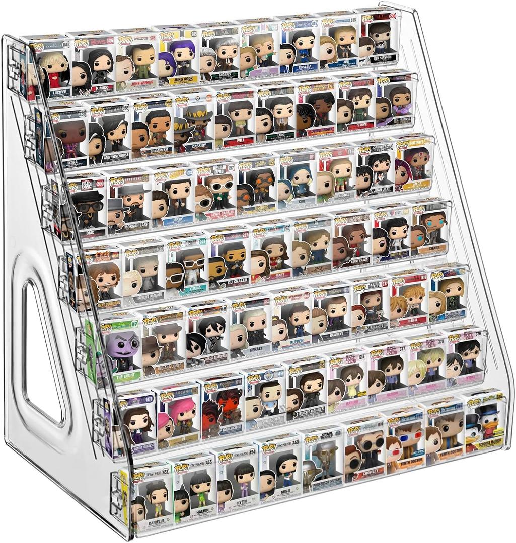 7 Layers Clear Display Shelf for Funko Pop, Clear Acrylic Display Case for Bitty Pop, Mini Collectible Toys Display Shelf for Miniature Mini Action Storage Compatible with Bitty Pops Funko (1 Pcs)
